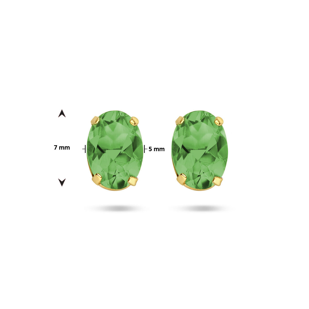 pendientes de botón de ágata verde en oro amarillo de 14K