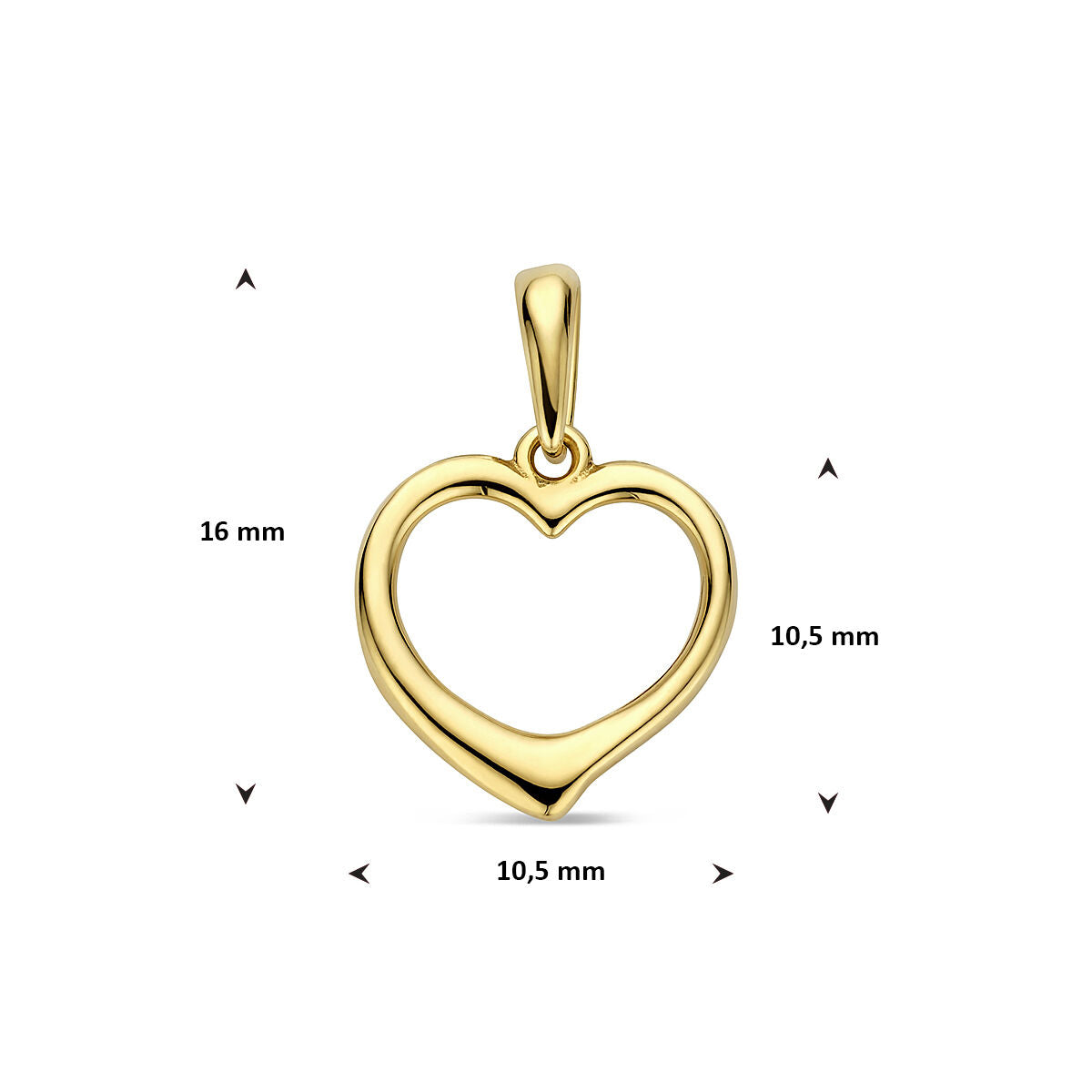 colgante de oro amarillo de 9k con corazón – símbolo de amor