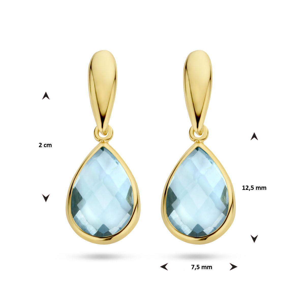pendientes azul topacio oro amarillo 14K