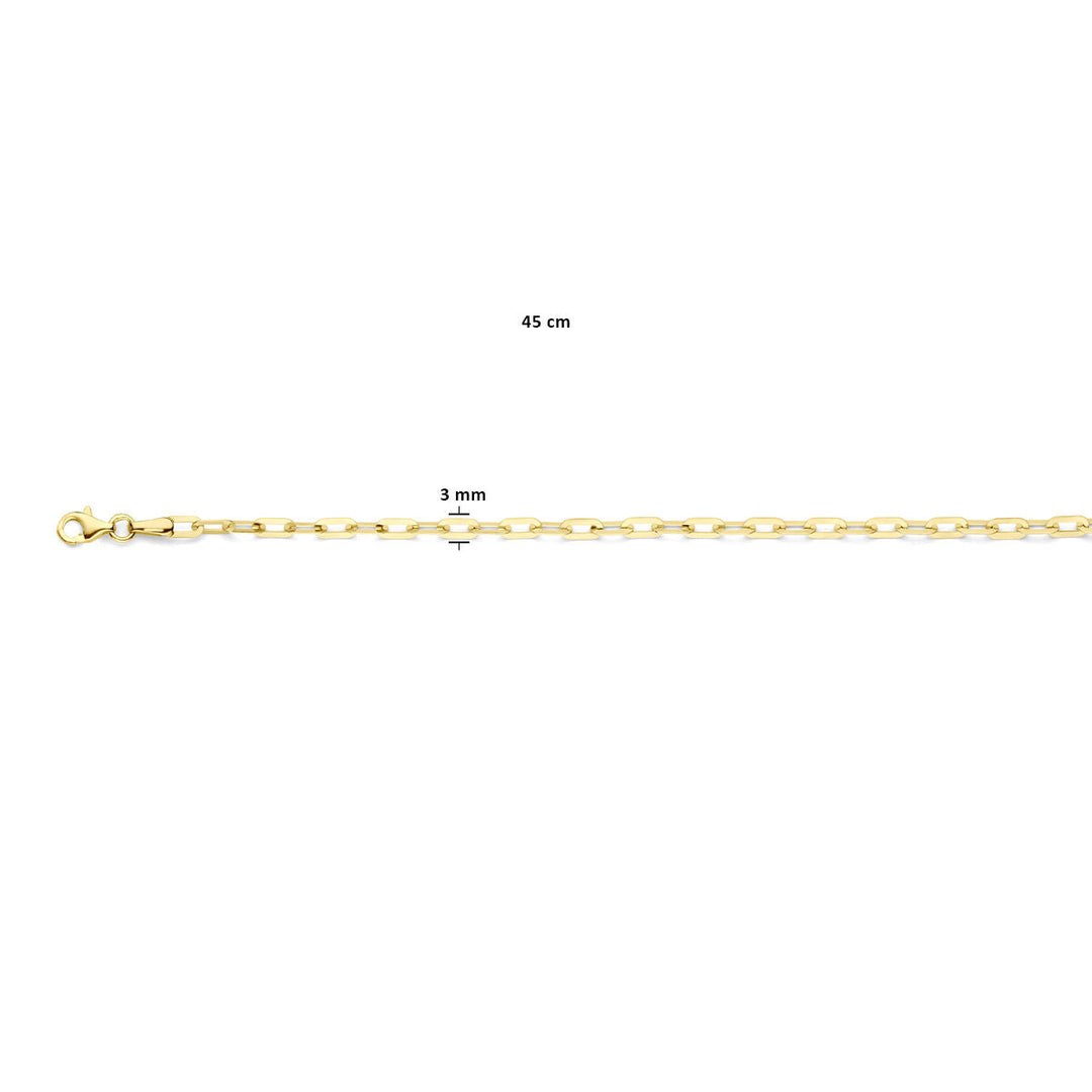 Van der Kooij Collectie - collier paperclip 3 mm 45 cm 14K geelgoud