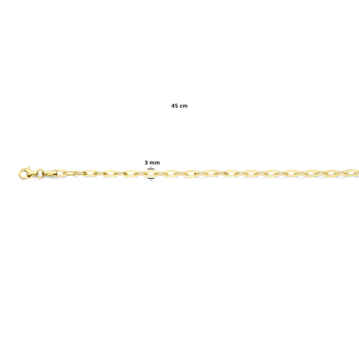 Colección Van der Kooij - collar paperclip 3 mm 45 cm oro amarillo