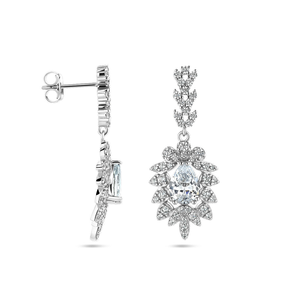 pendientes de zirconia plata rodiada