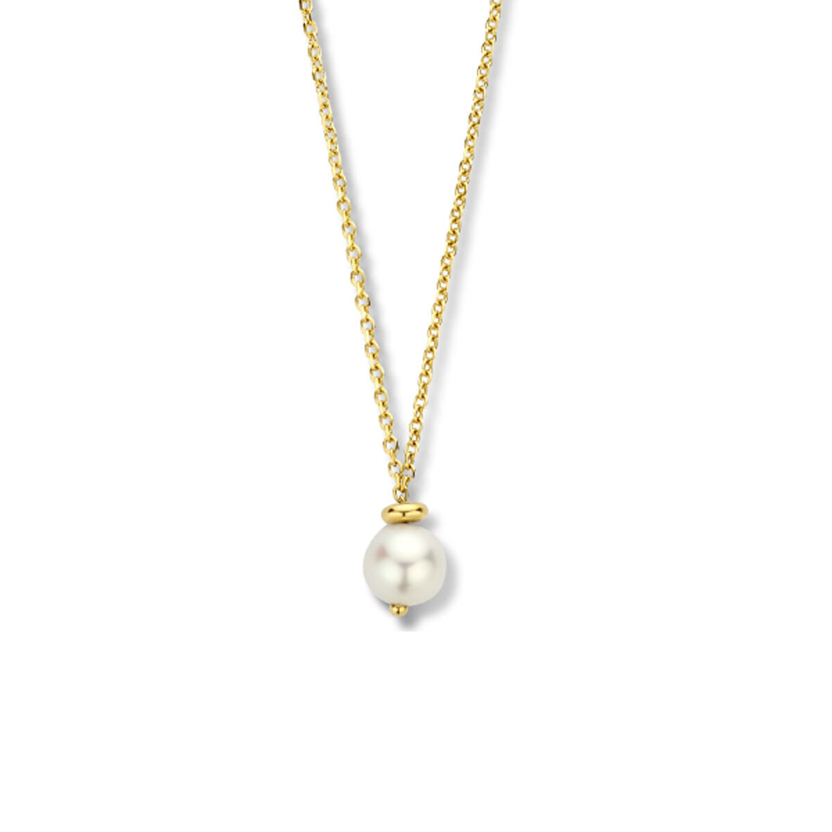 Gouden dames ketting parel 14K