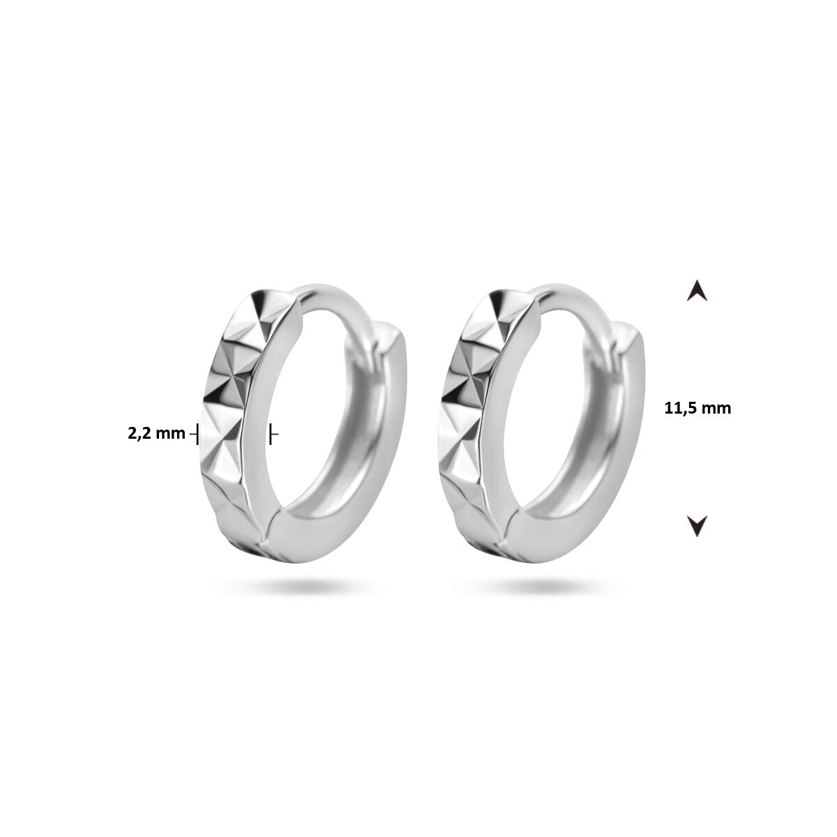 aros diamantados de plata rodiada