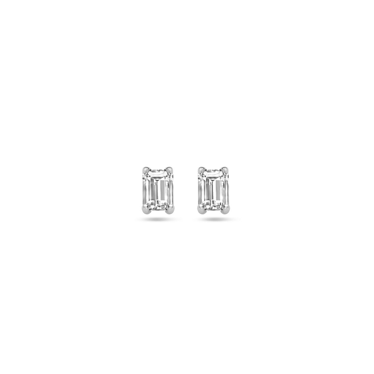 Pendientes de zirconia en plata rodiada con forma rectangular.