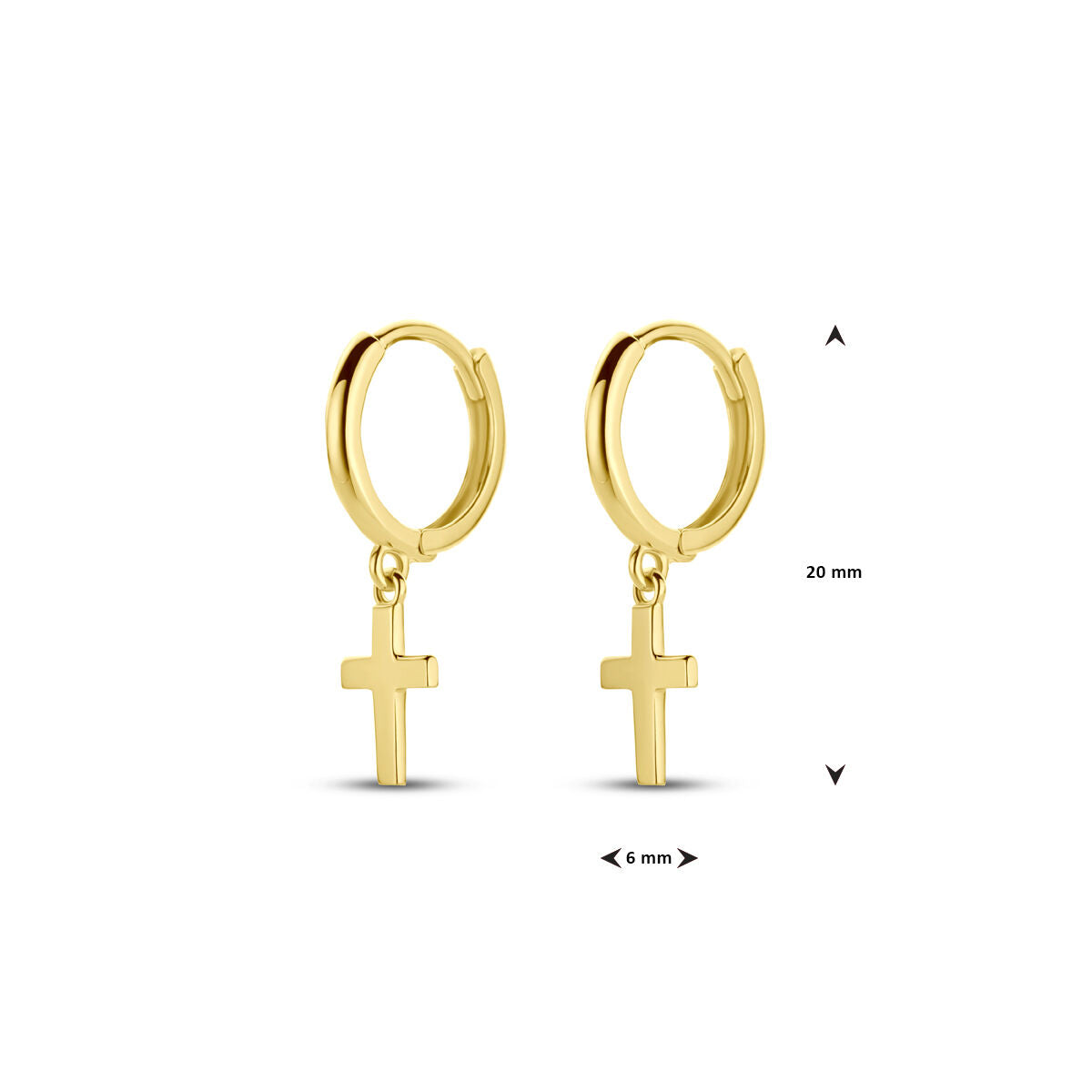 aros con cruz en oro amarillo de 14K