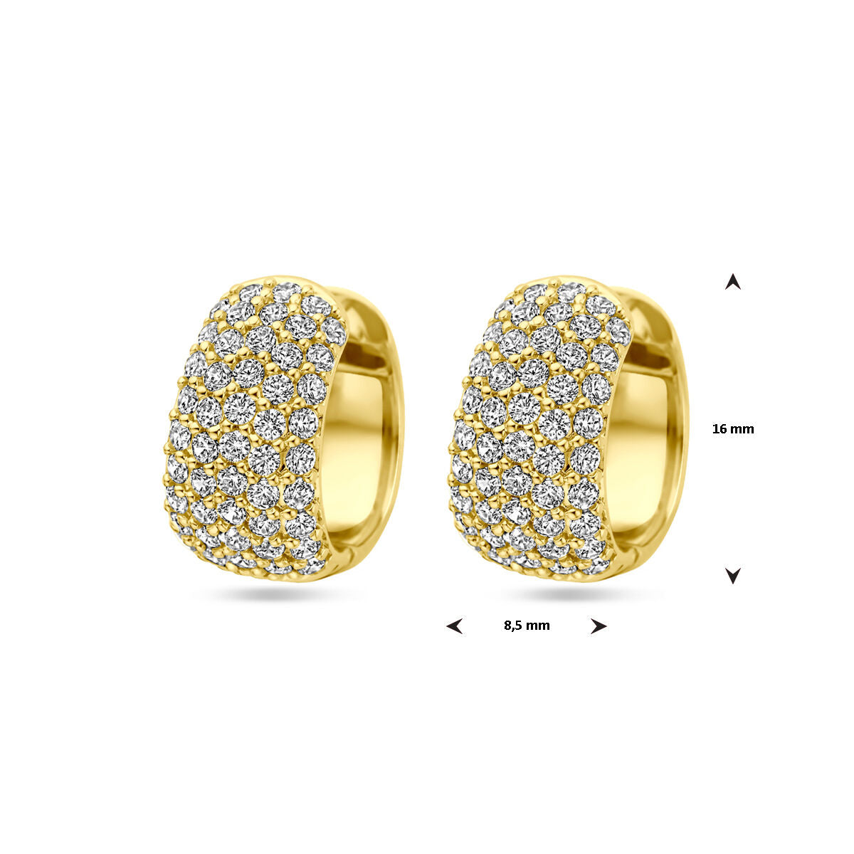 aros de zirconia 16 mm 1 micrón plata chapado en oro amarillo