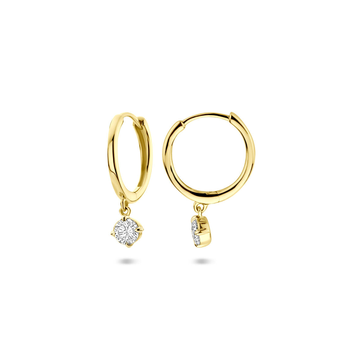 aros con diamante cultivado en laboratorio 0.25ct (2x 0.125ct) h si 18 mm oro amarillo 14K
