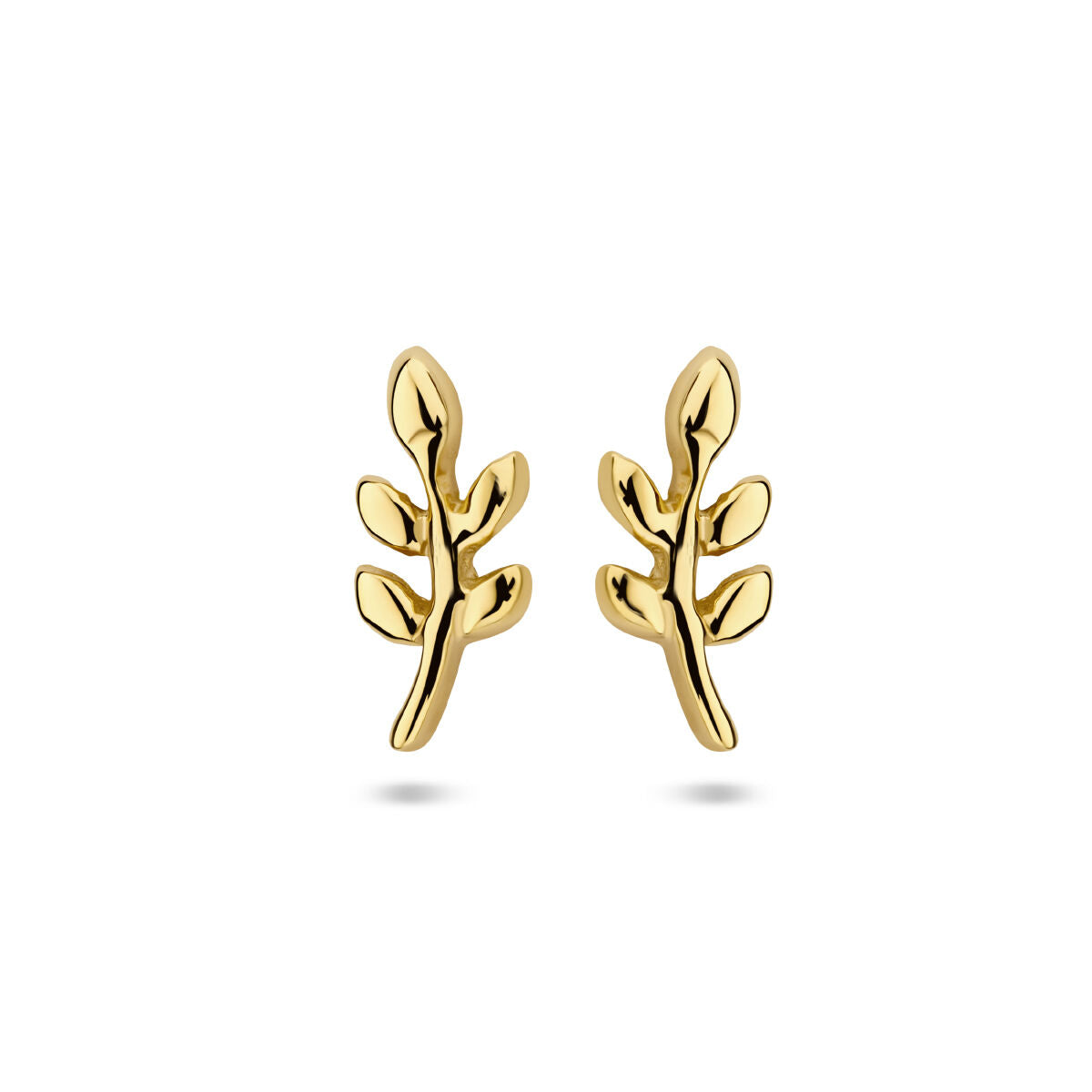 Pendientes de hoja en plata de 1 micrón dorada (amarilla).