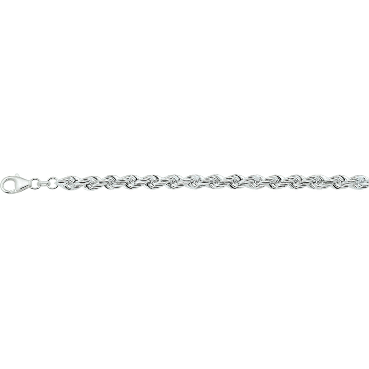 Pulsera de cordón macizo de 5,5 mm y 19 cm, en plata rodiada con diseño trenzado.