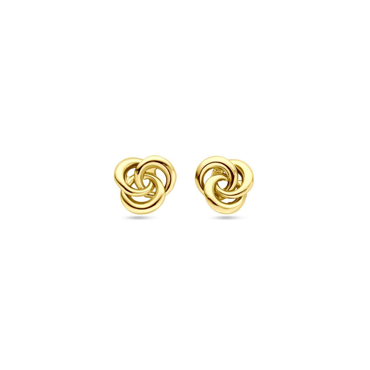 Pendientes de botón de 7 mm en oro amarillo de 14 quilates con diseño entrelazado.
