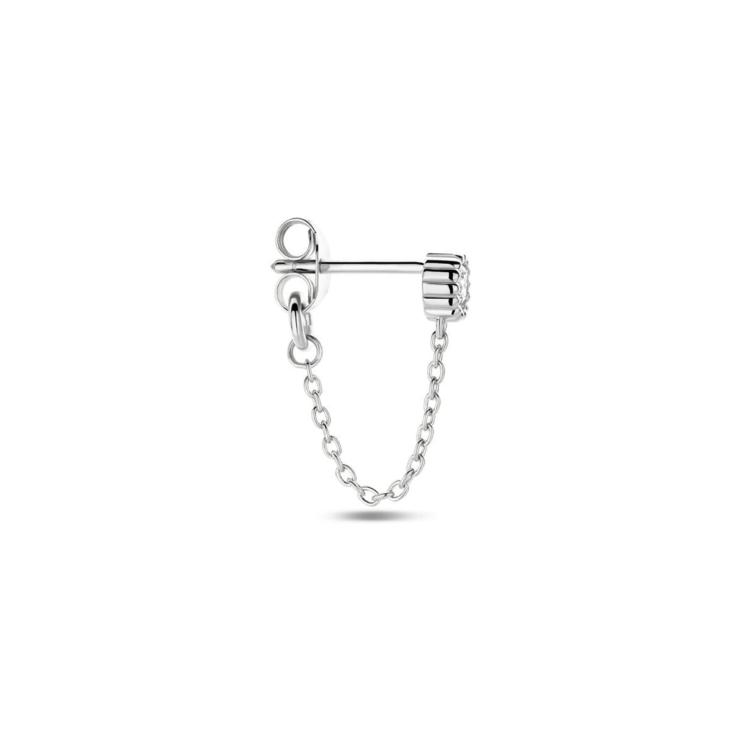 oorknop per stuk zirkonia zilver gerhodineerd