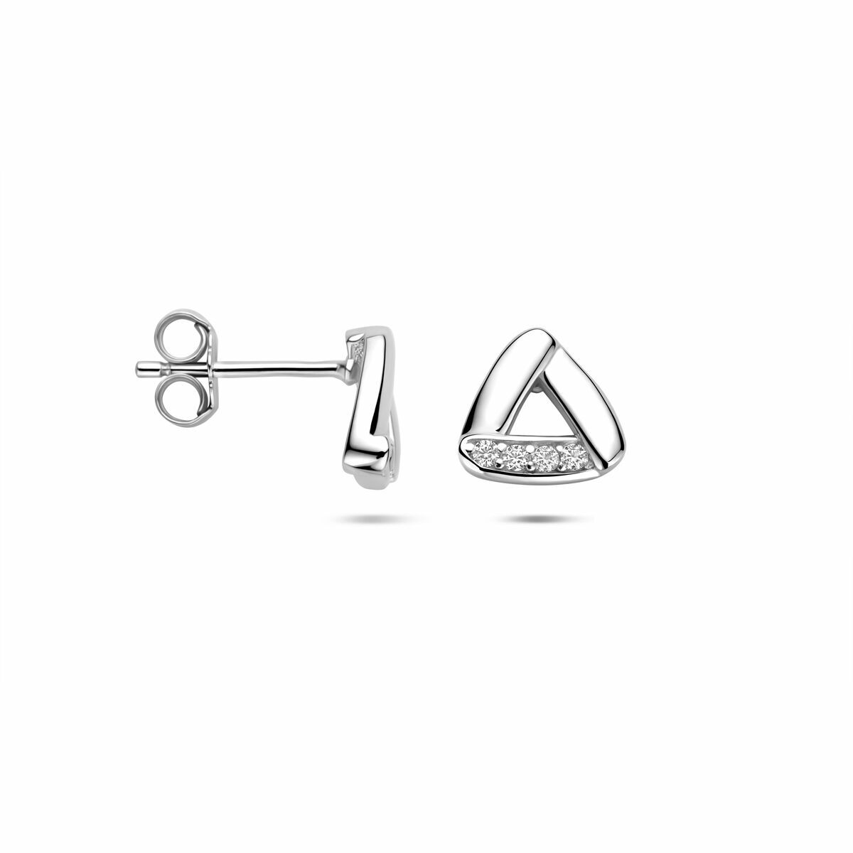 Pendientes de botón de plata con circonitas – plata 925 rodiada