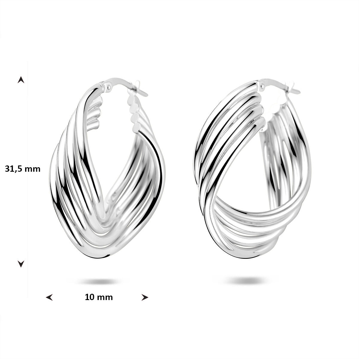 Pendientes de mujer de plata rodiada – 31,5 mm