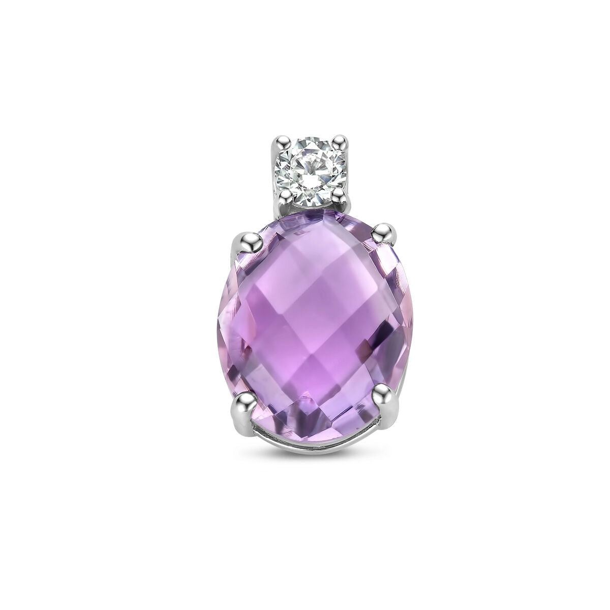 colgante de amatista y circonita en plata rodiada