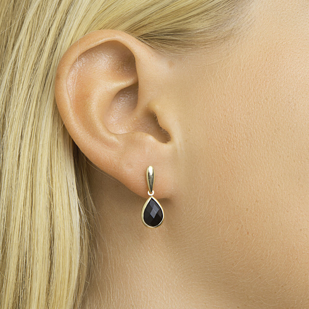 oorhangers onyx 14K geelgoud