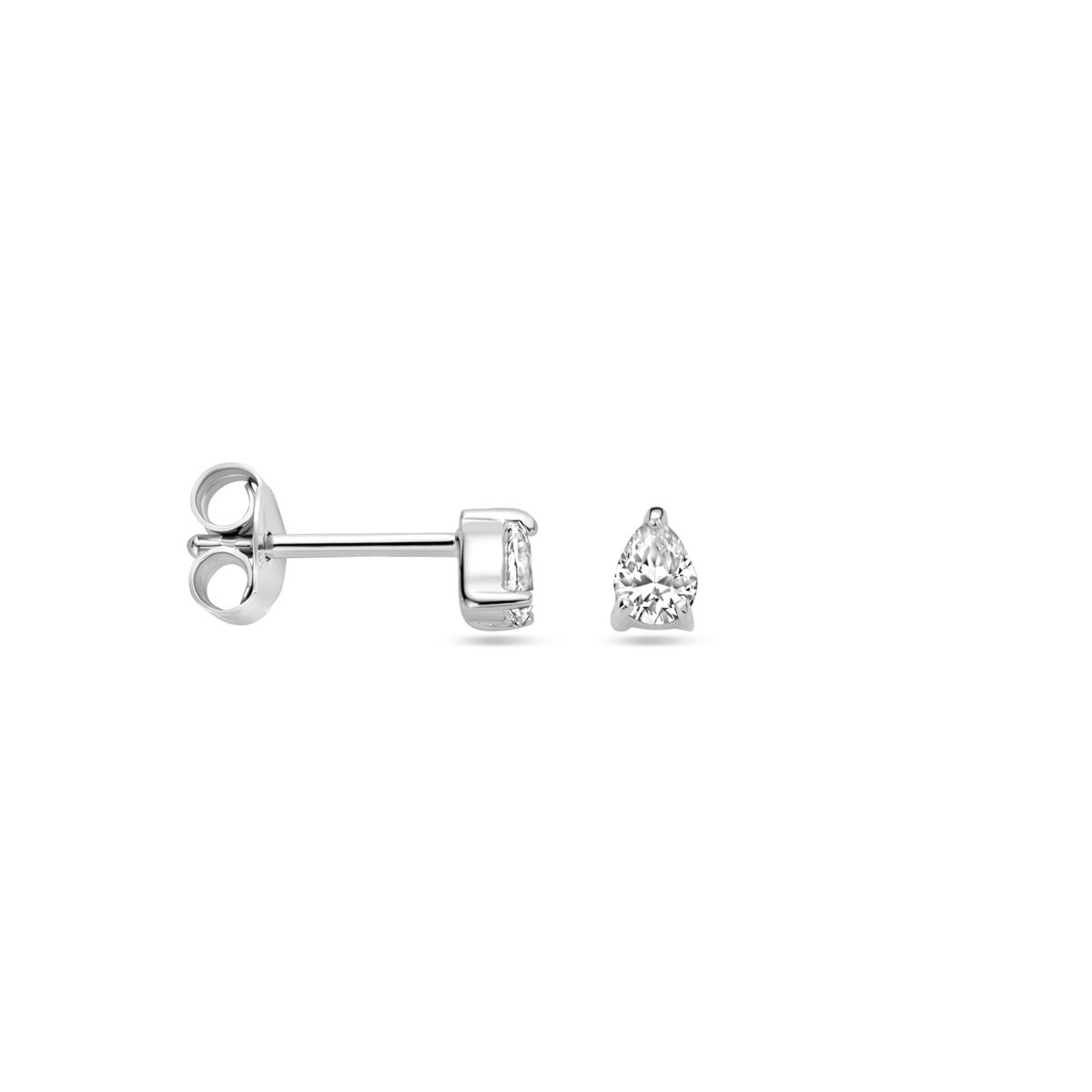 pendientes de botón circonita 4,5 mm plata rodiado