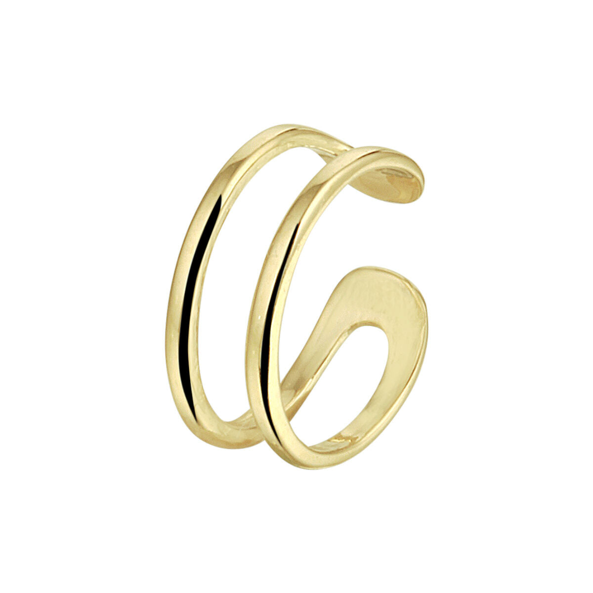 Ear cuff de 14K en oro amarillo con diseño ondulado y acabado brillante.