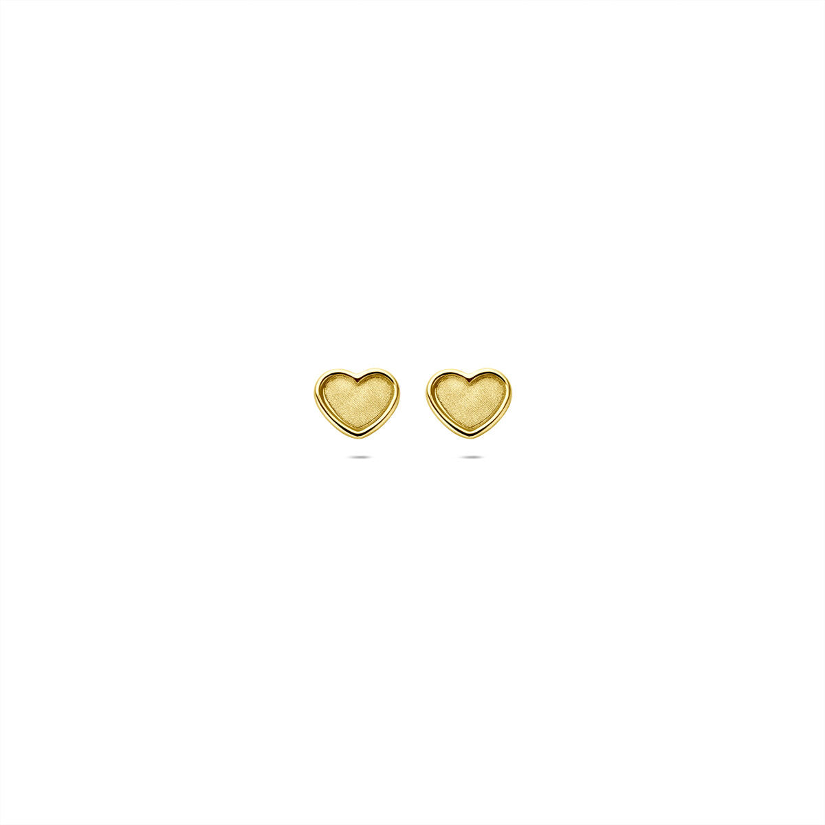 Pendientes de botón en forma de corazón de oro amarillo de 9k