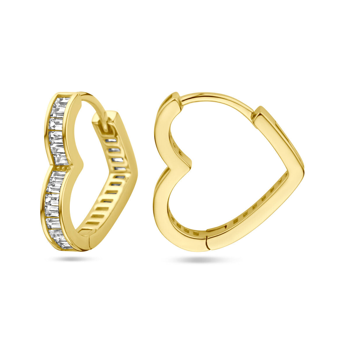 aros corazón circonita 1 micrón plata chapado en oro amarillo