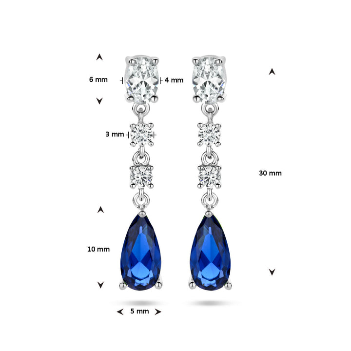 oorhangers saffierkleurig zirkonia zilver gerhodineerd