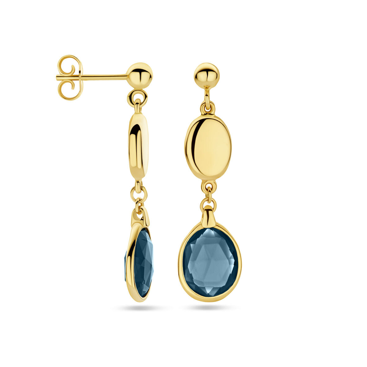 pendientes de topacio azul londres 36 mm 14K oro amarillo
