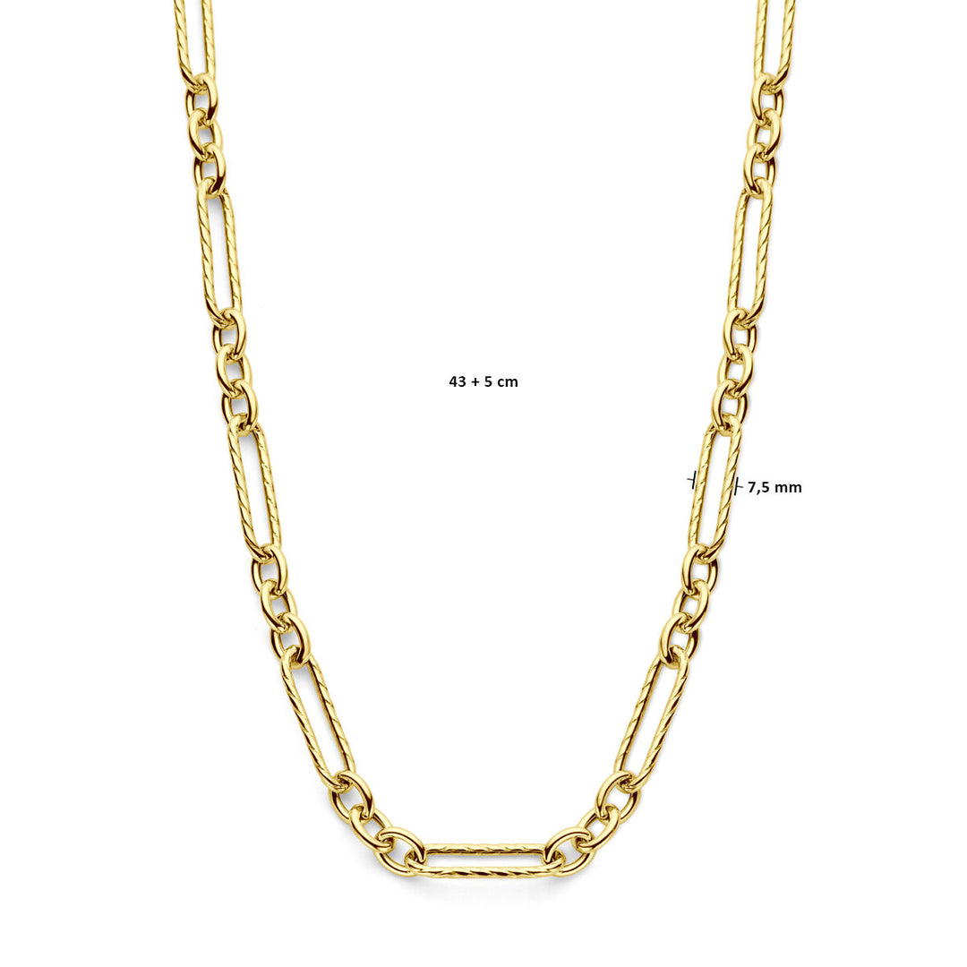 collier 7,5 mm 43 + 5 cm 3 micron zilver verguld (geel)