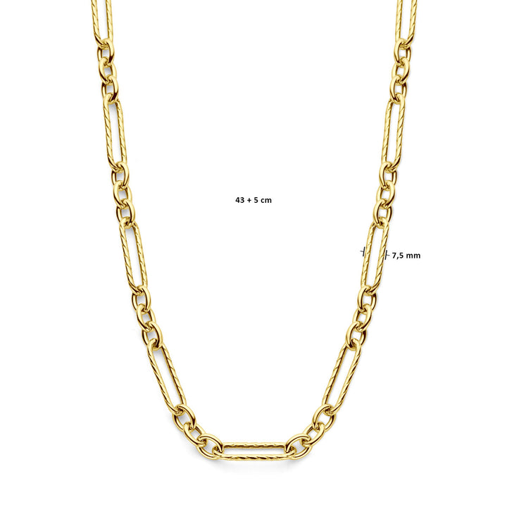 collier 7,5 mm 43 + 5 cm 3 micron zilver verguld (geel)