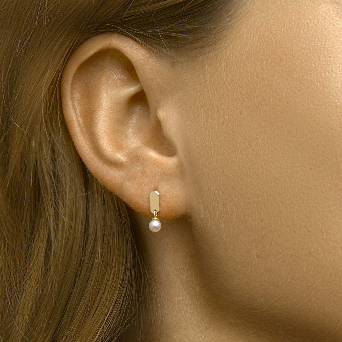 pendientes de perla 14K oro amarillo
