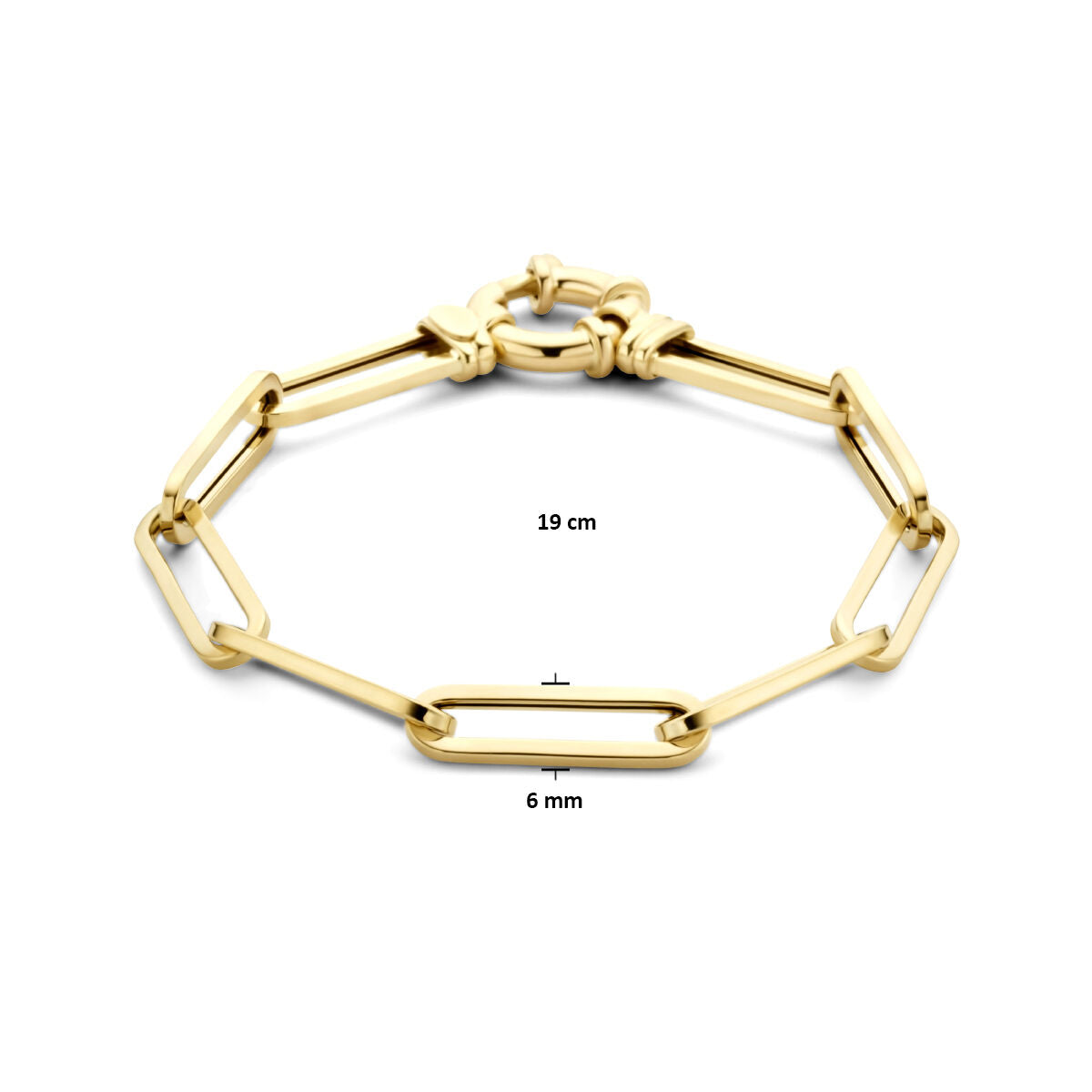 pulsera paperclip tubo cuadrado 6,0 mm 19 cm con gran cierre de resorte 14K oro amarillo
