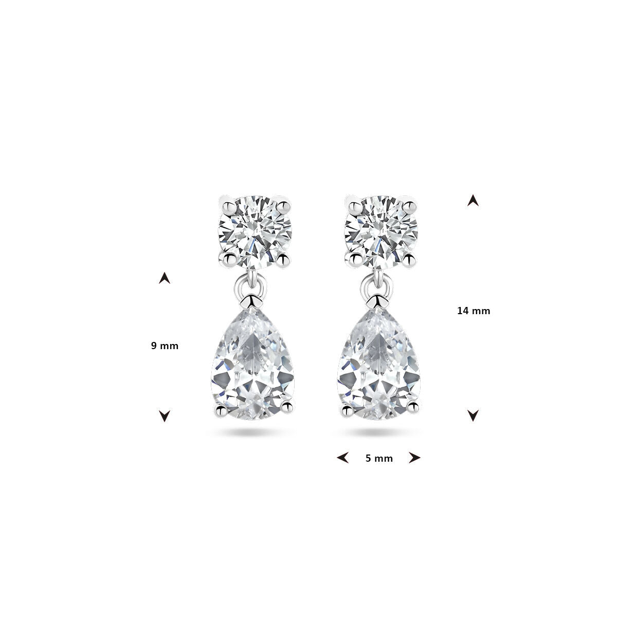 pendientes de zirconia plata rodiada