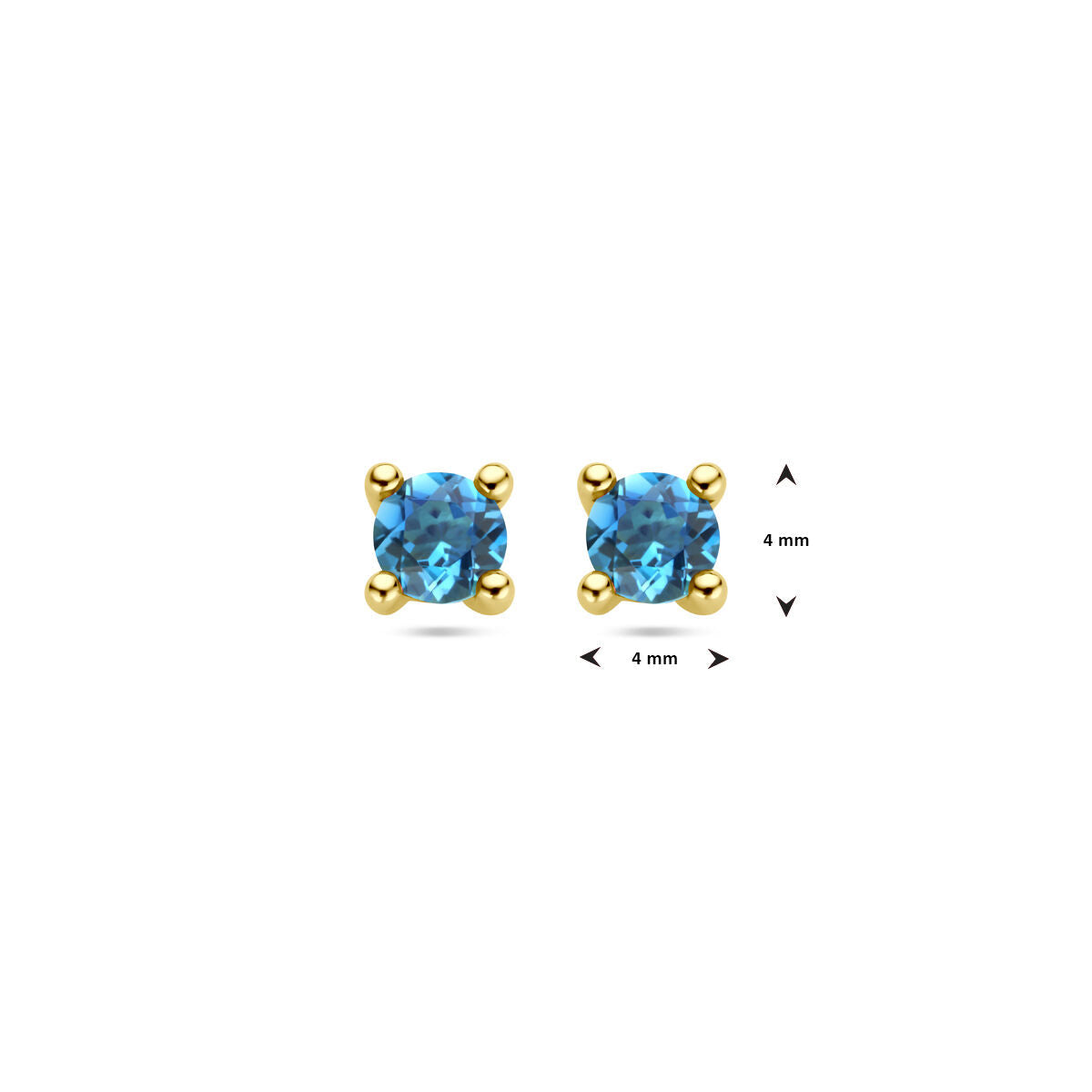 pendientes de botón topacio azul londres 14K oro amarillo