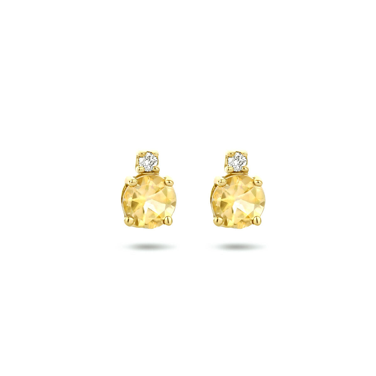 Pendientes de citrino y diamante (2x 0.015ct) en oro amarillo de 14K.