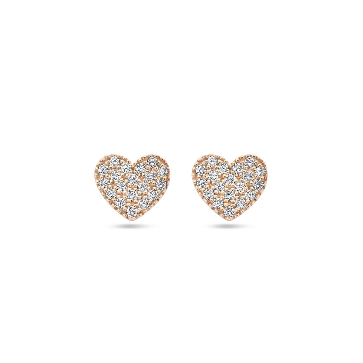 pendientes de botón corazón diamante 0.11ct (2x 0.055ct) h si 14K oro rosa