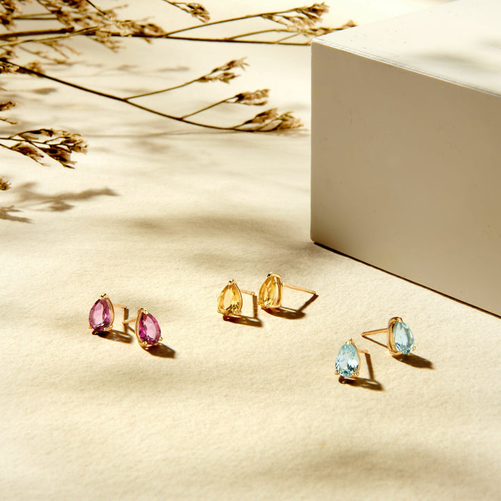 oorknoppen citrien 14K geelgoud