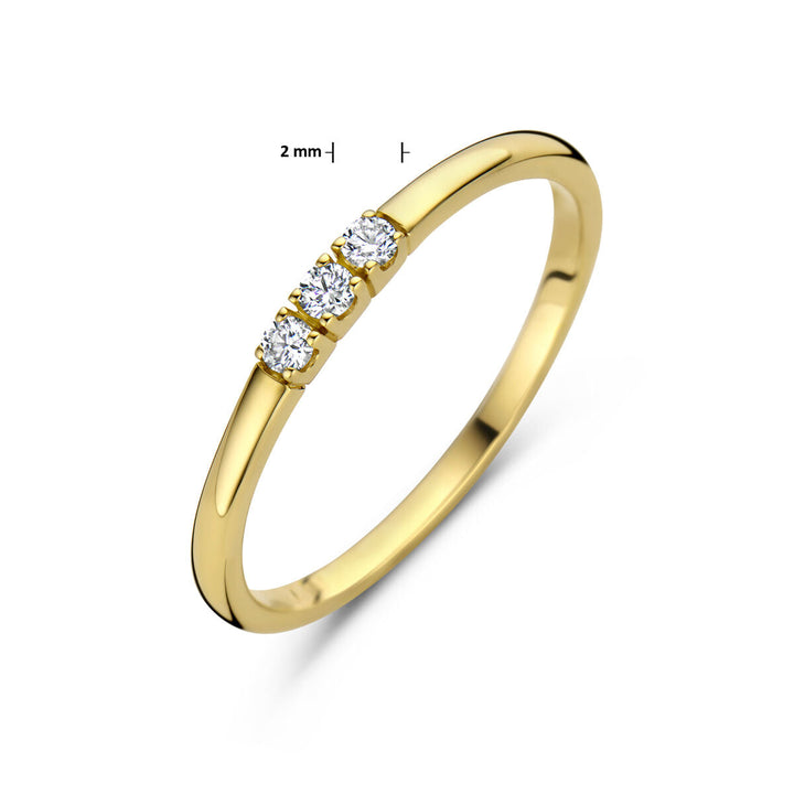 memoire ring trilogie diamant 0.09ct h si 14K geelgoud