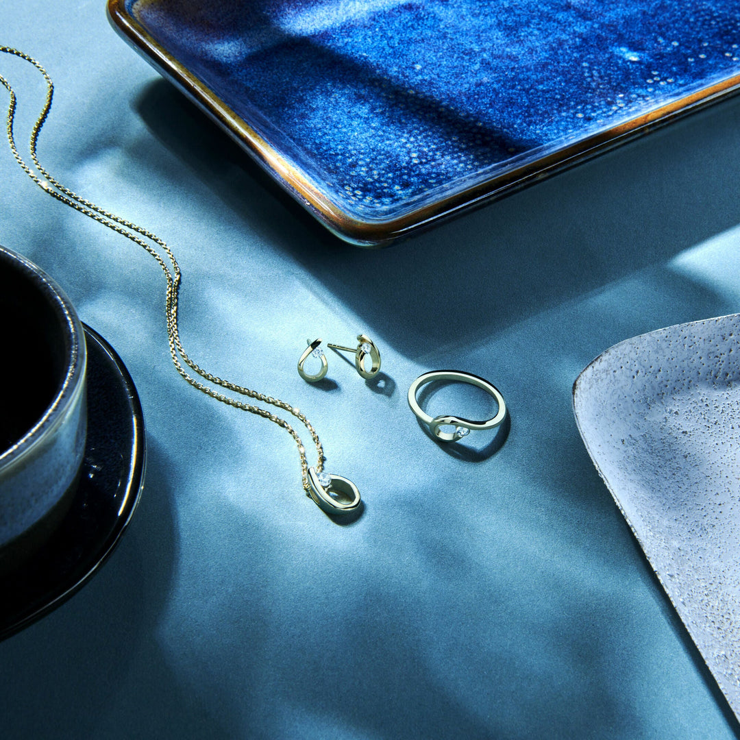 oorknoppen druppel zirkonia 14K geelgoud