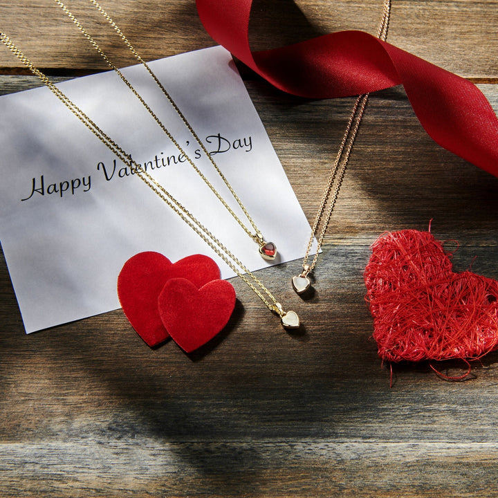 hanger hart granaat 14K geelgoud