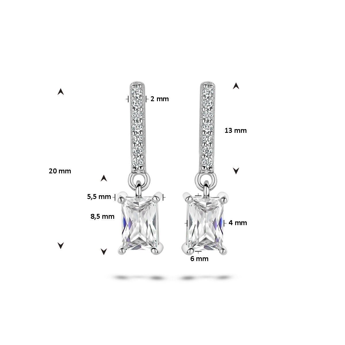 pendientes de zirconia plata rodiada