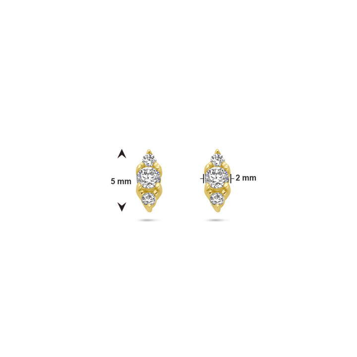 oorknoppen zirkonia 14K geelgoud