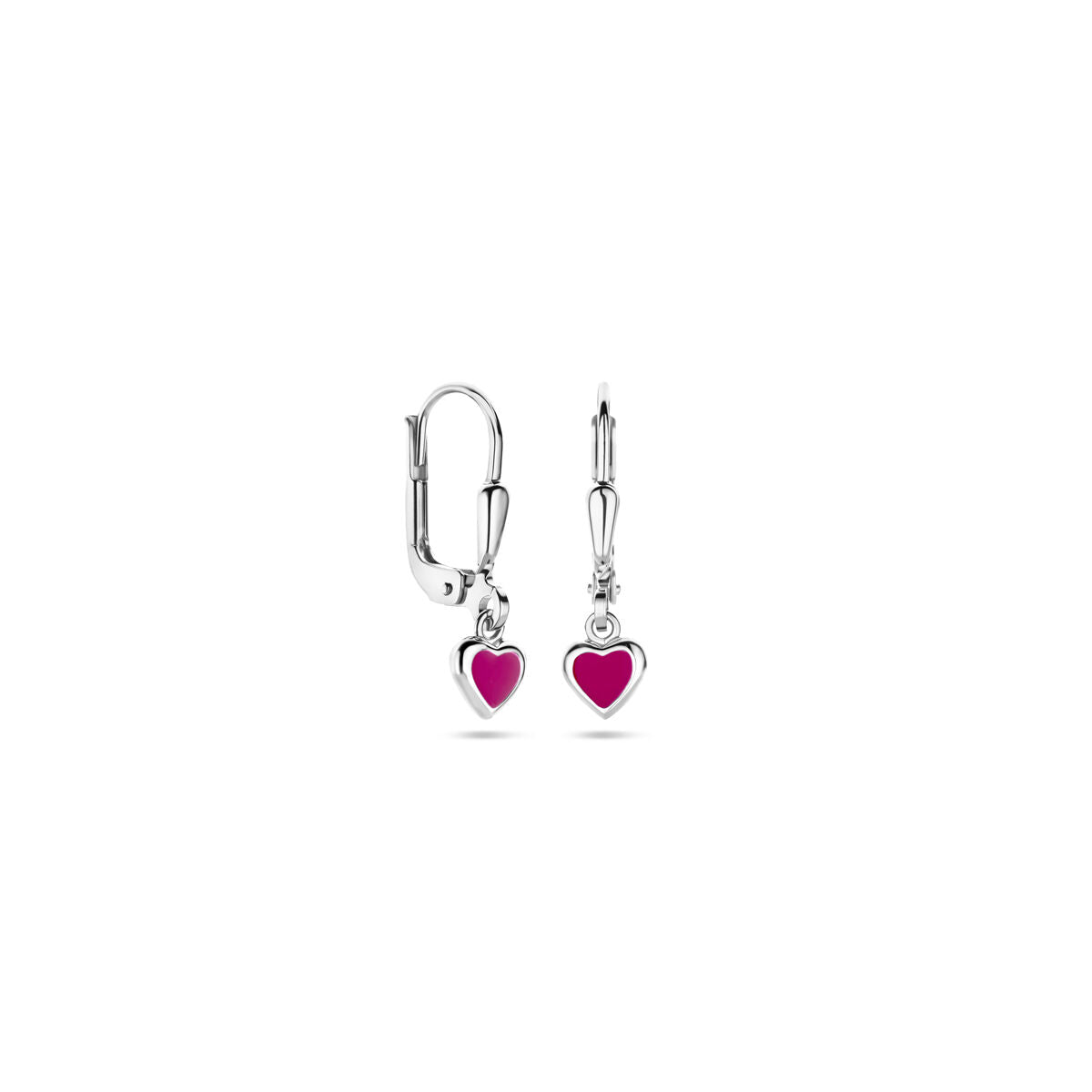 pendientes corazón esmalte rosa oscuro gancho brisur 19 mm plata rodiada