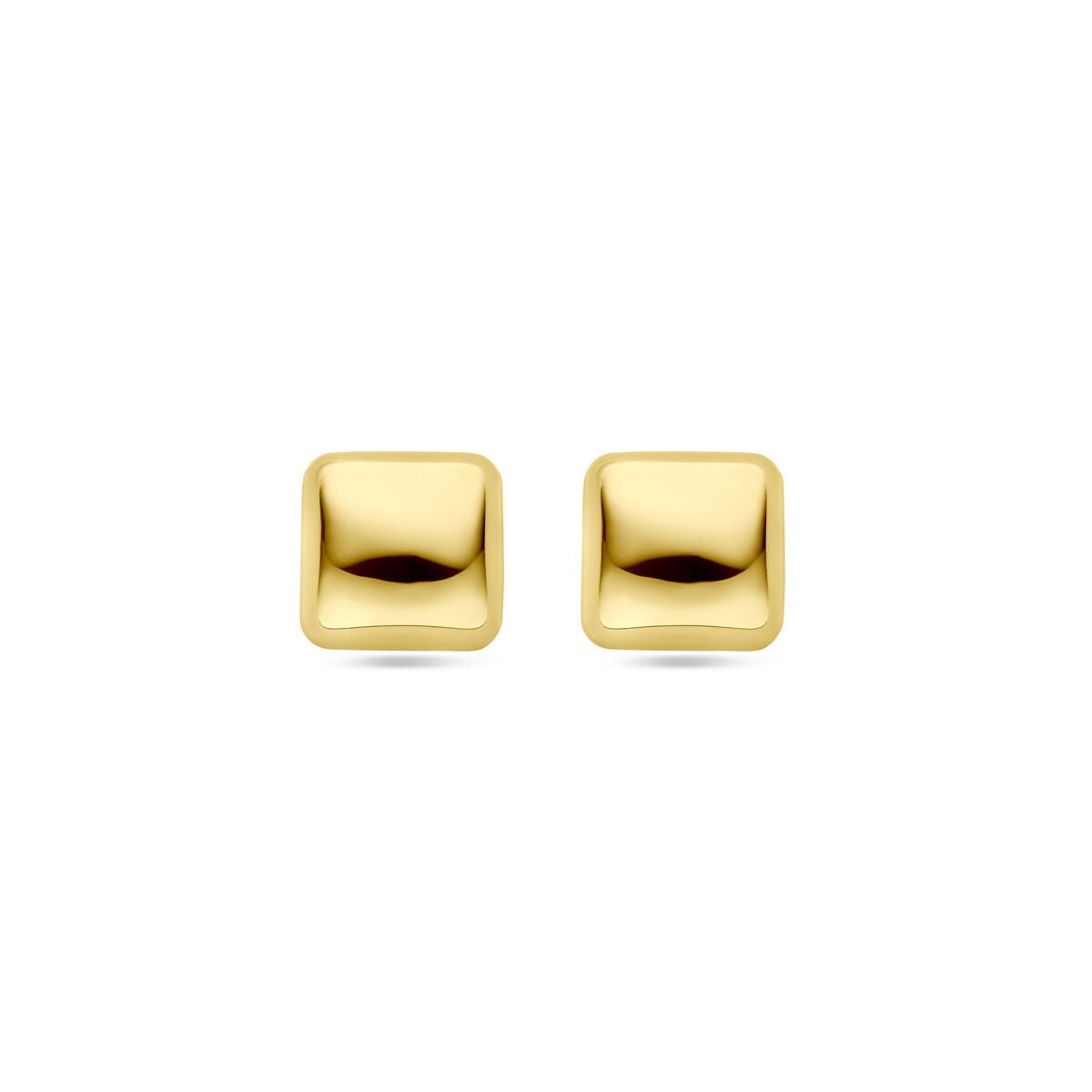 Pendientes de botón cuadrados en plata dorada de 1 micrón, color amarillo.