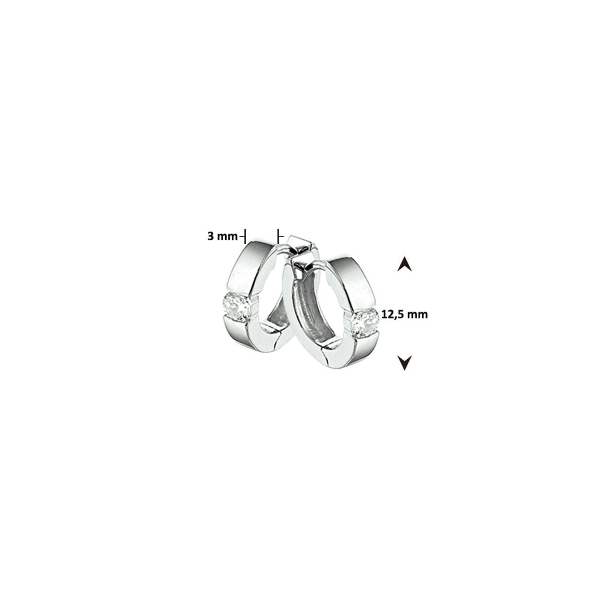 klapoorringen zirkonia zilver gerhodineerd