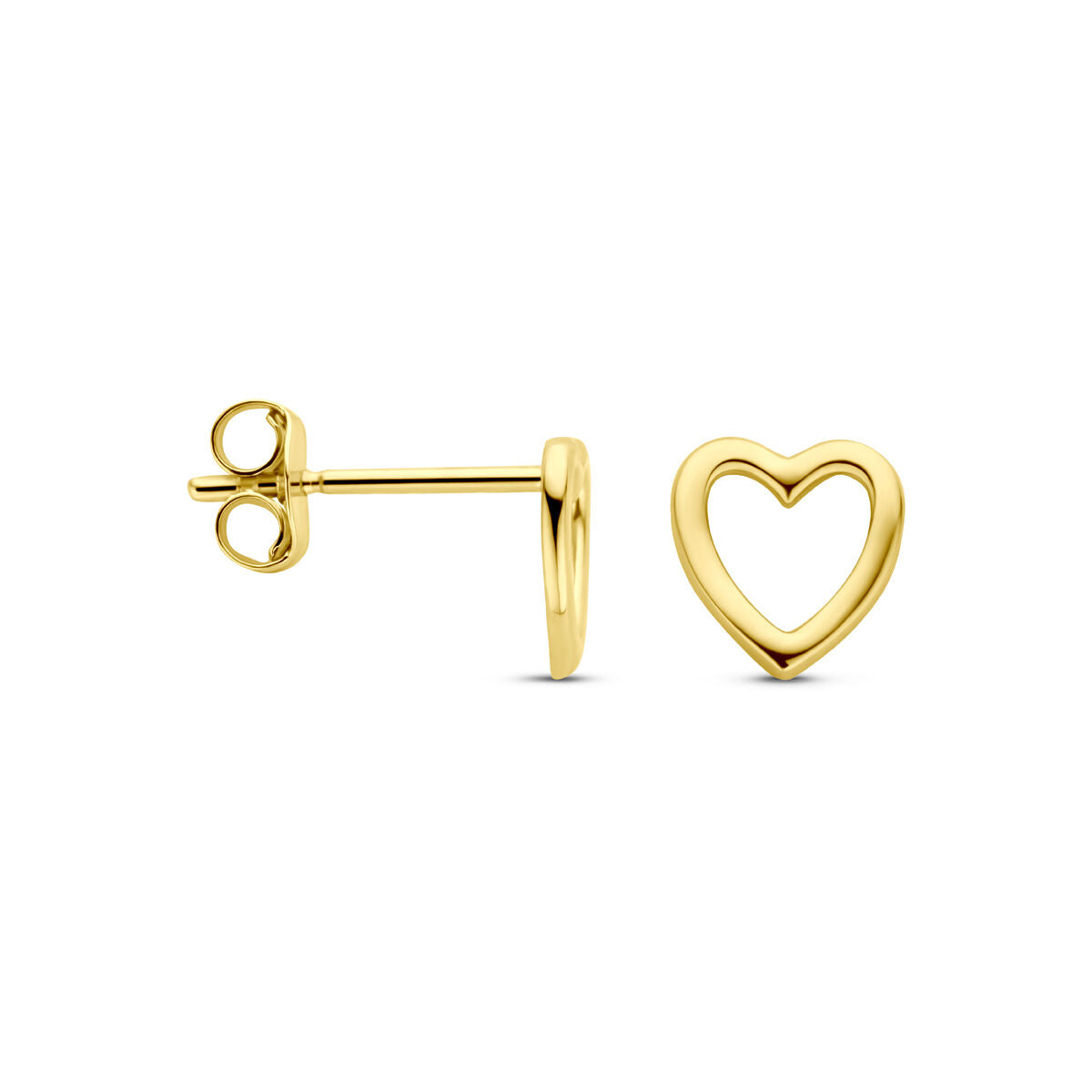 pendientes de botón corazón 6 mm 14K oro amarillo