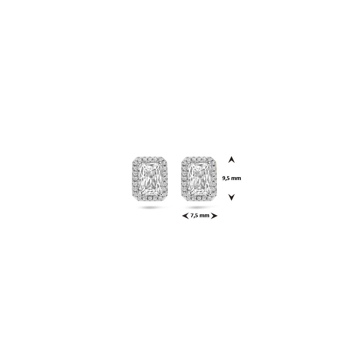 pendientes de botón circonita 9,5 mm plata rodiado