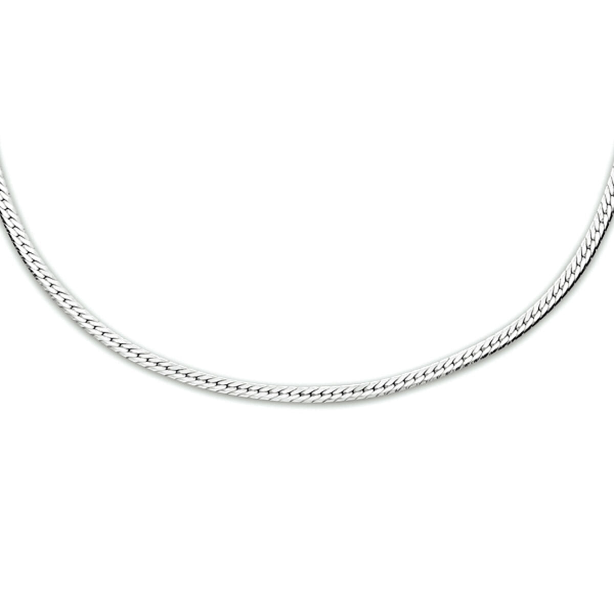Collar de plata rhodium con forma plana de 1,7 mm y longitud de 40 + 5 cm.