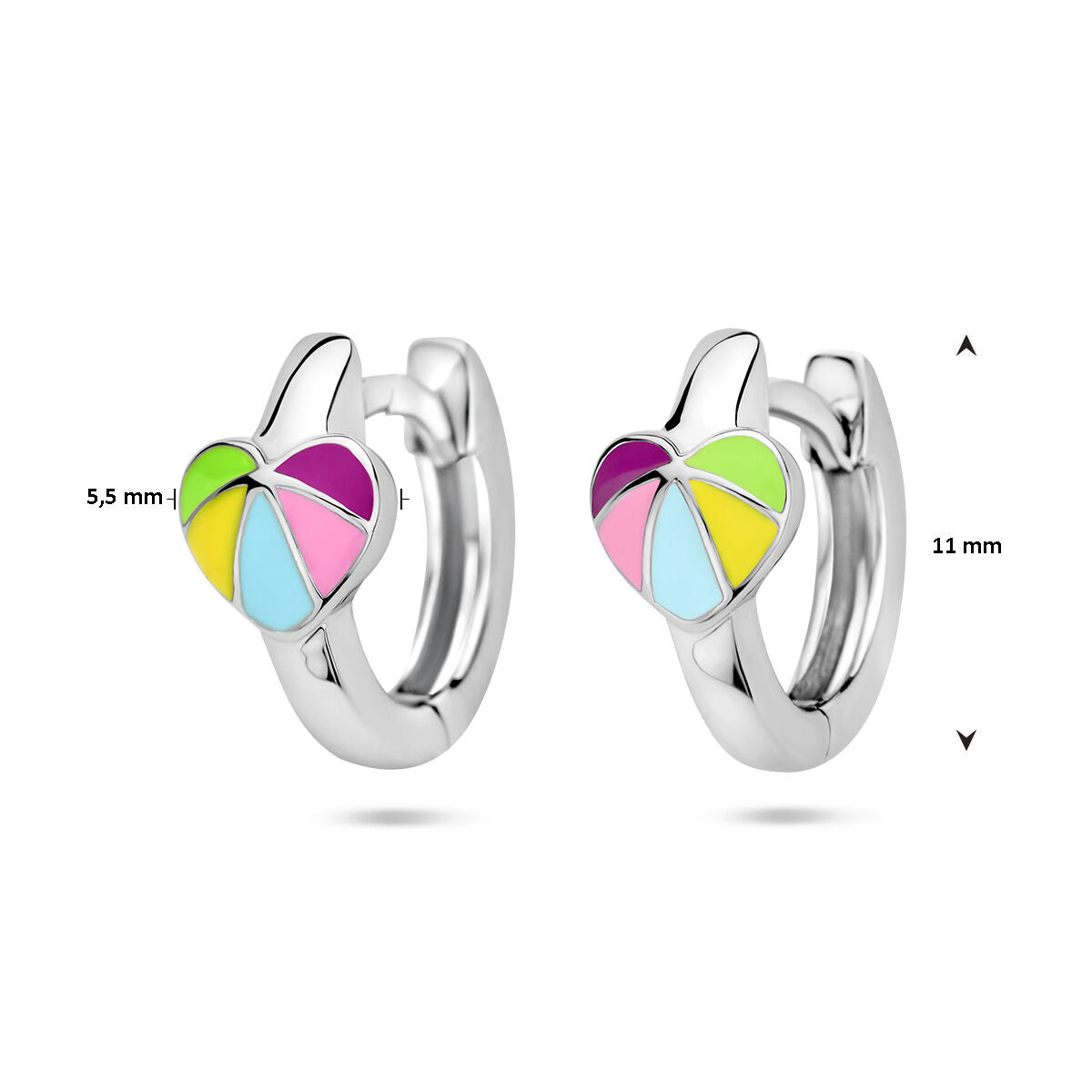 aros corazón plata rodiado