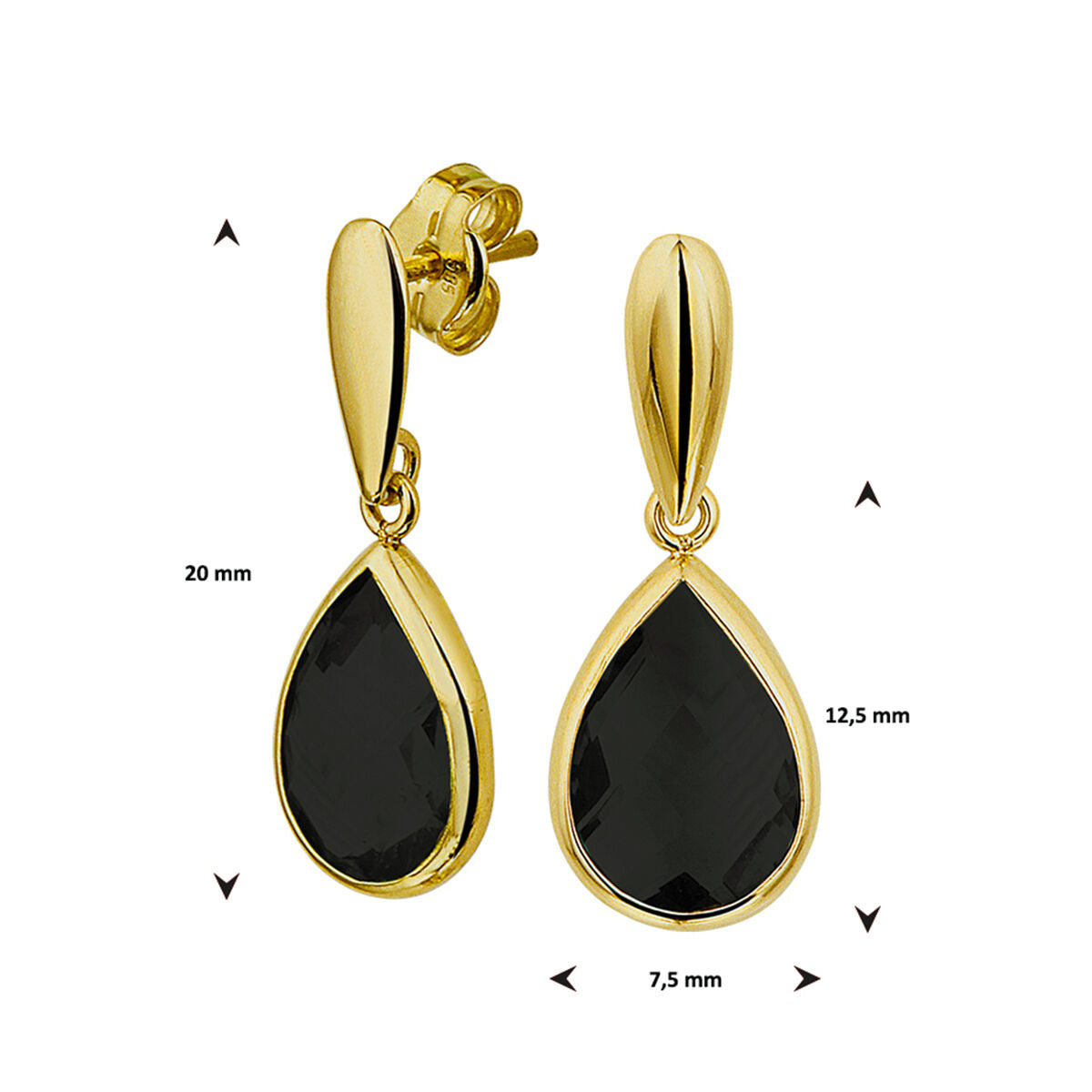 pendientes de ónice oro amarillo 14K