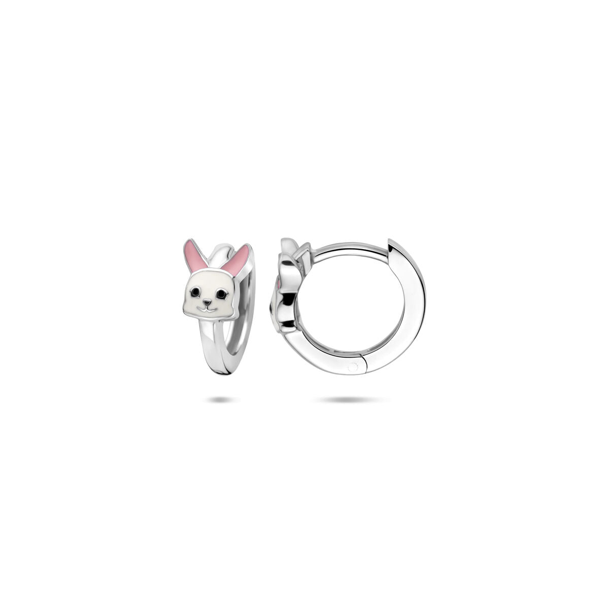 Aros infantiles de plata con conejito de esmalte – 10 x 6 mm