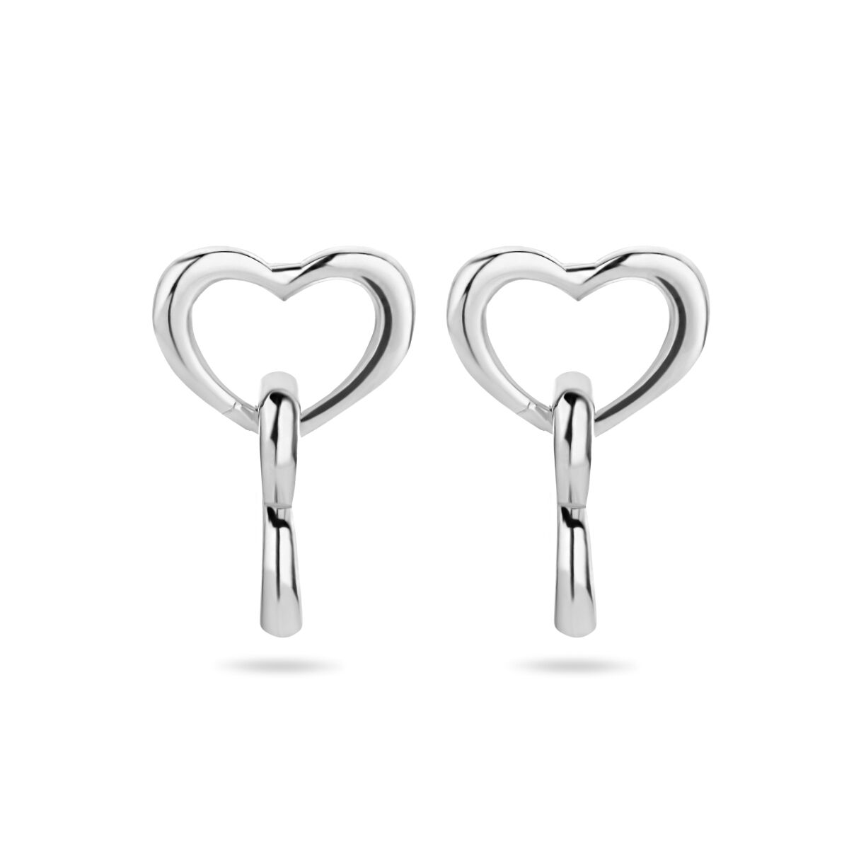 pendientes de corazón de plata rodiada